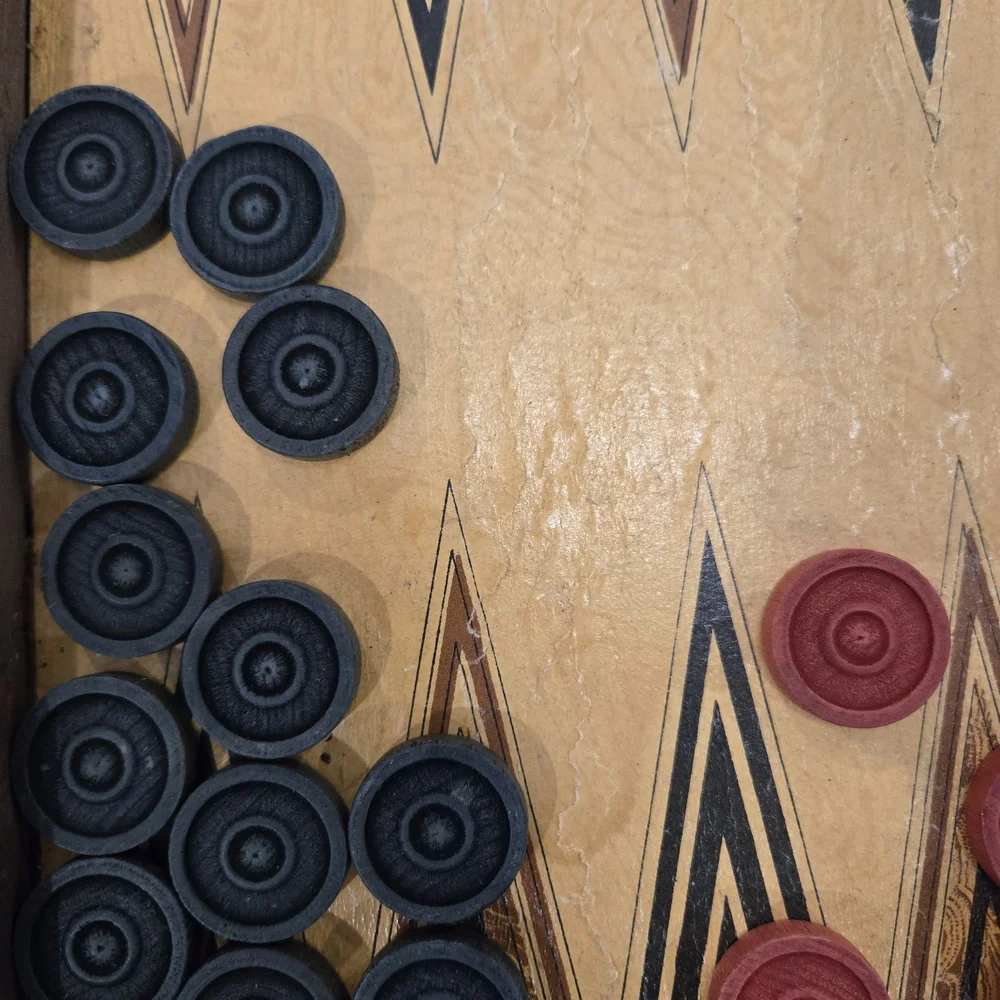 Vintage Wooden Checkers Backgammon Set Folding Board Games Rustic Decor. - Picture 7 of 16